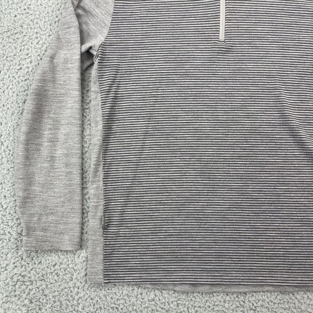 Icebreaker Merino Bodyfit 260 Mens XL 1/4 Zip Wool Shirt Gray Striped Thumb Hole - Picture 3 of 14